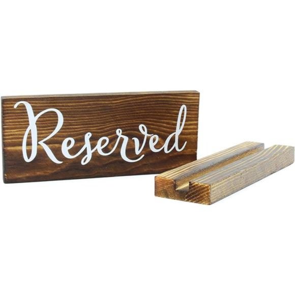 Wooden Reserved Signs for Tables (6-Pack, Brown); Rustic Real Table Signs - Picture 6 of 7